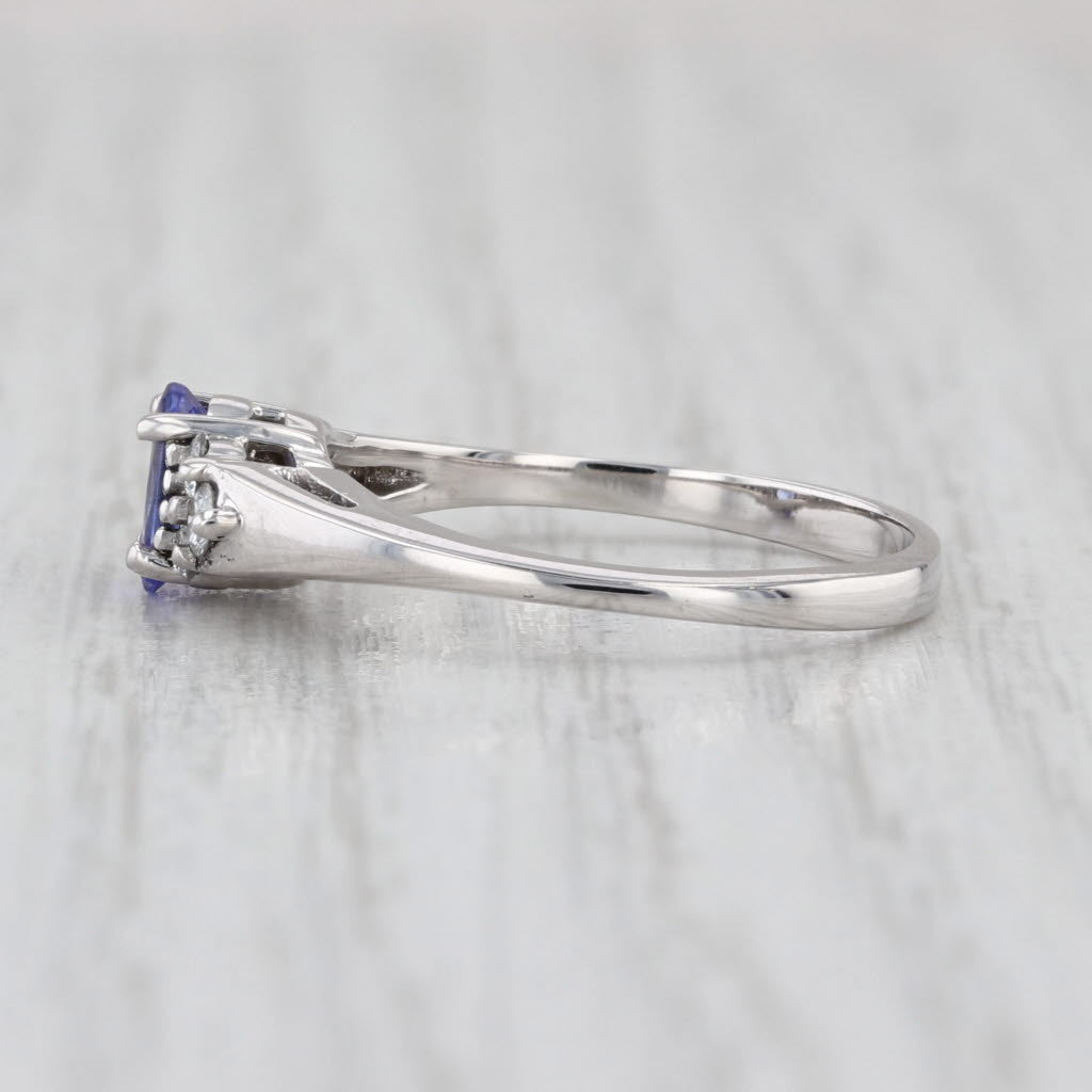 0.62ctw Oval Tanzanite Diamond Ring 14k White Gold Size 6.25