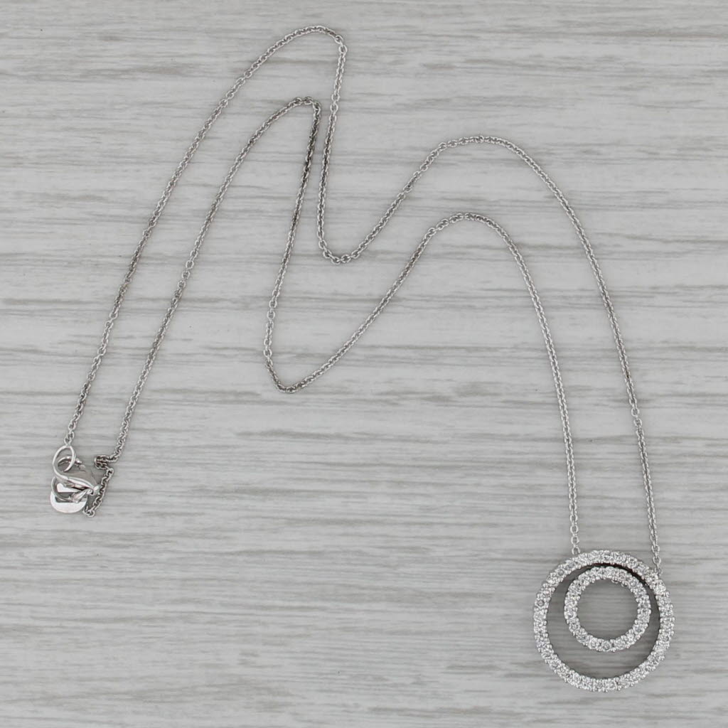 0.75ctw Diamond Double Eternity Circle Pendant 14k White Gold 16" Cable Chain