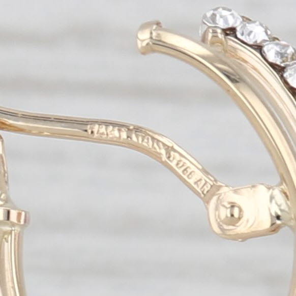 Cubic Zirconia Crossover Hoop Earrings 14k Yellow Gold Snap Top Hoops