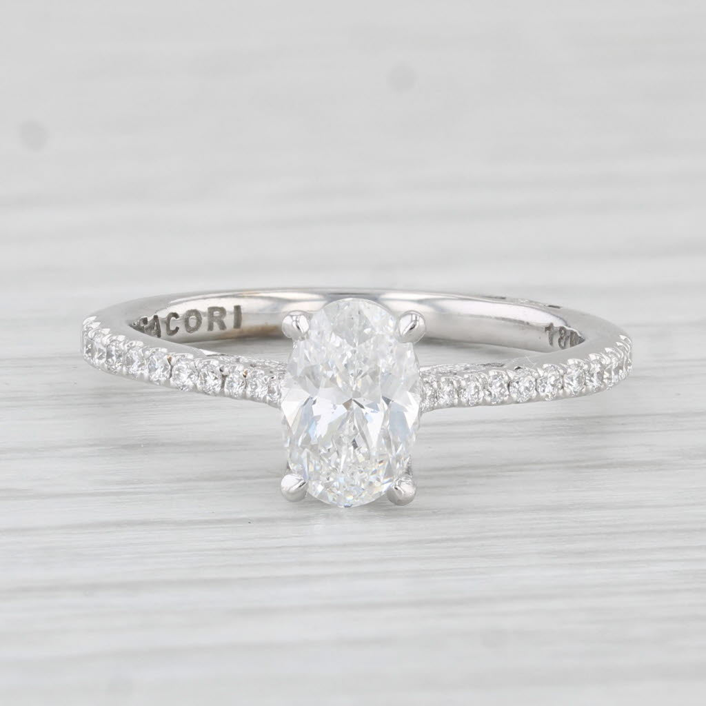 Light Gray New Tacori 1.30ctw Oval Diamond Engagement Ring 18k White Gold Size 6.5 GIA EGL