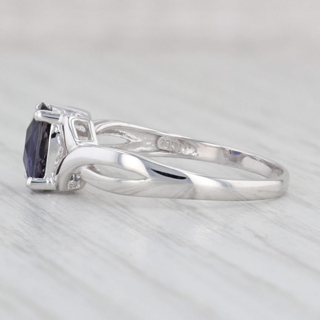 Light Gray 1.10ct Oval Iolite Solitaire Ring 10k White Gold Size 8.25