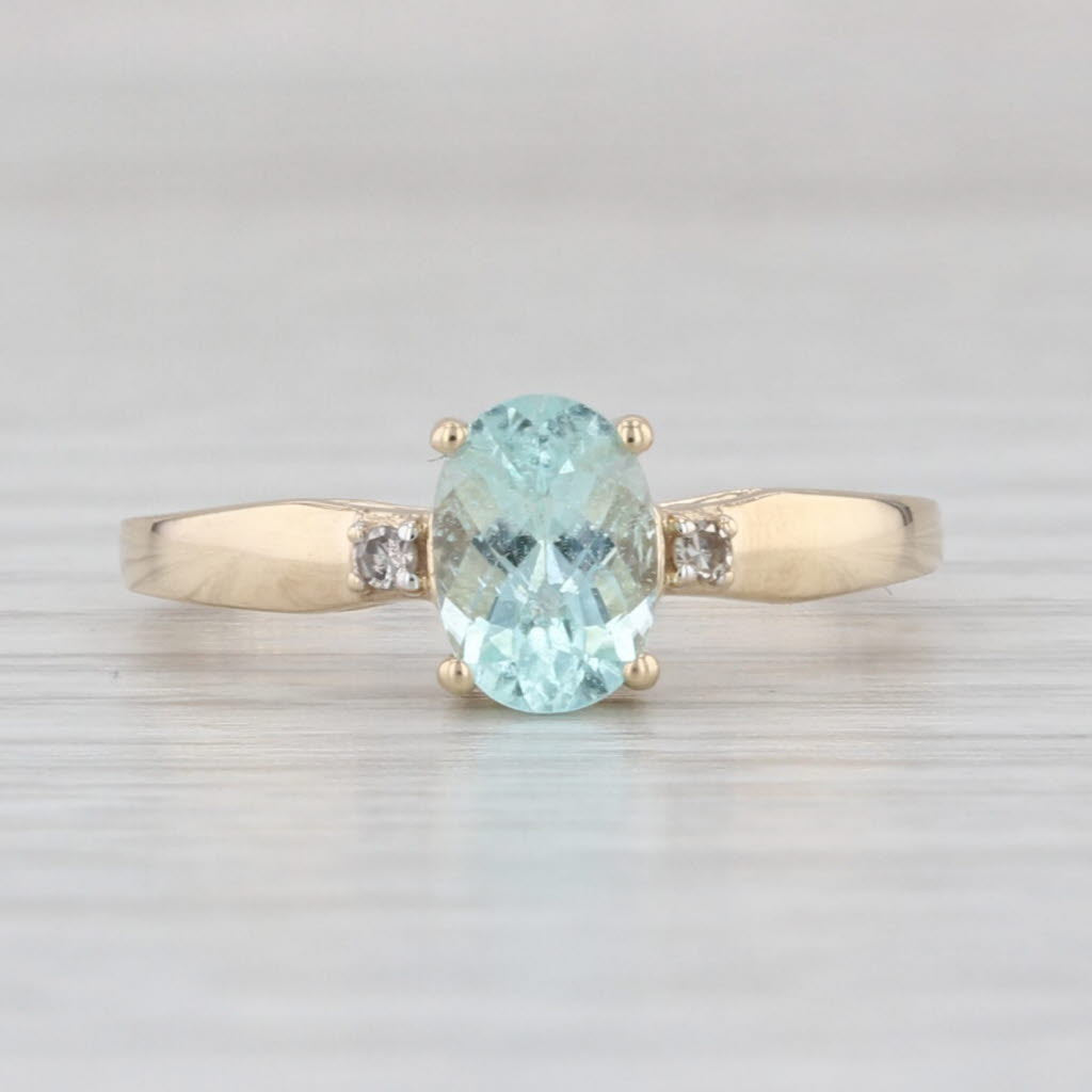 0.77ct Green Paraiba Tourmaline Ring 10k Yellow Gold Sz 5.25 COA Jacque Christie