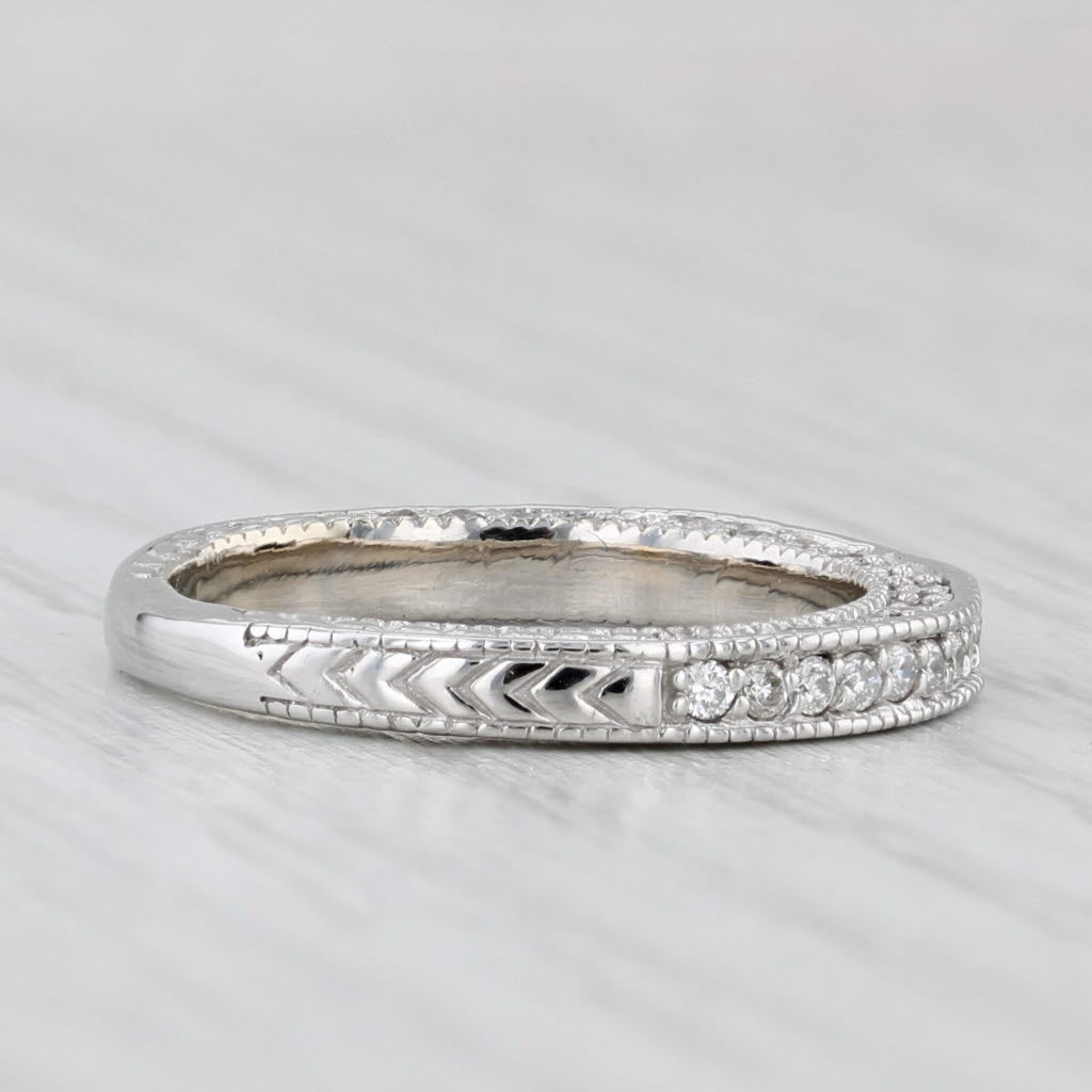 Light Gray 0.32ctw Diamond Wedding Band 14k White Gold Size 6 Stackable Wedding Band