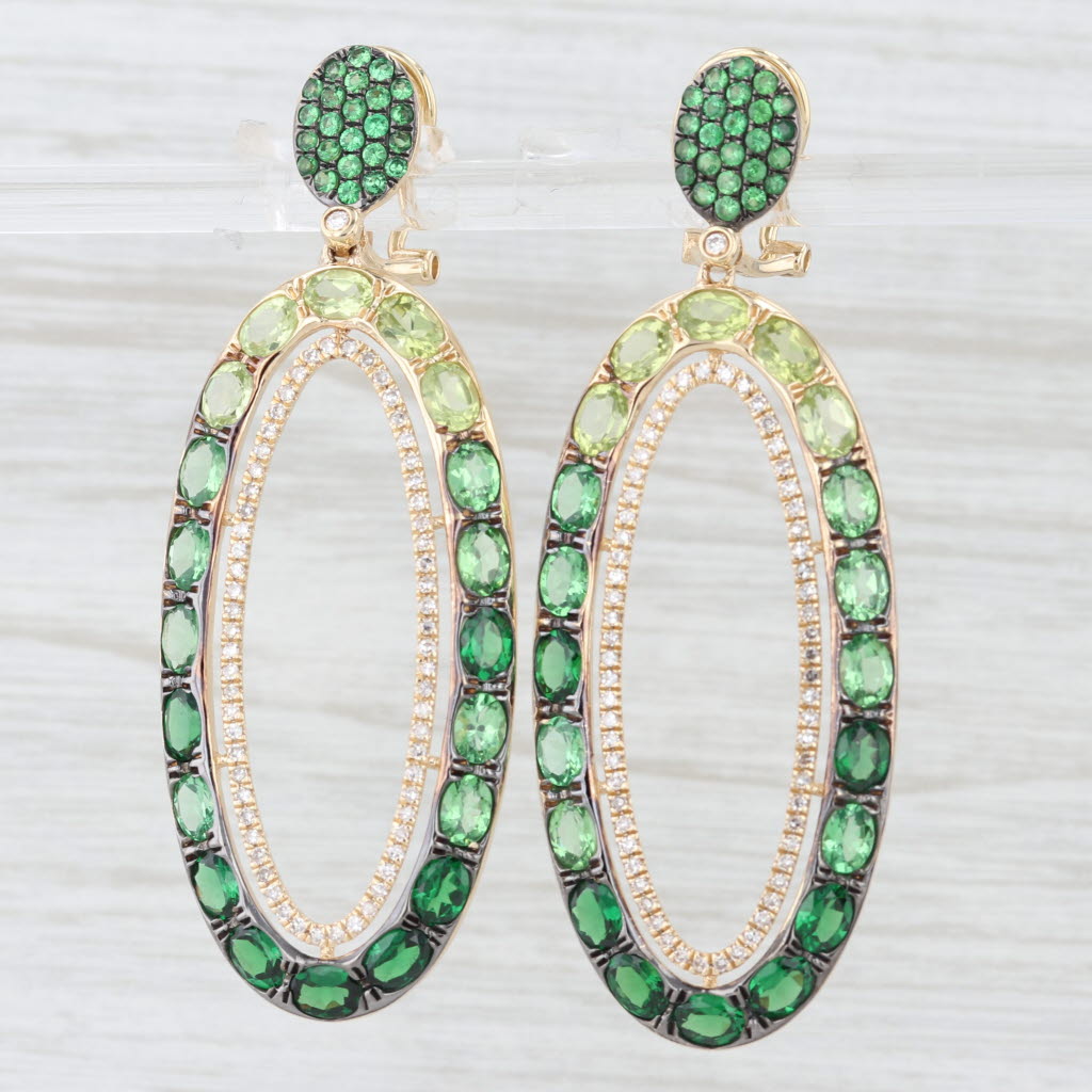 Light Gray New 3.63ctw Peridot Tsavorite Garnet Diamond Earrings 14k Gold Emanuel Sharp