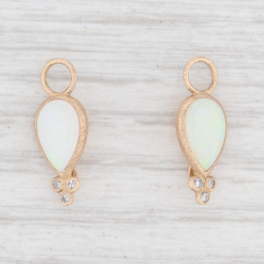 New Nina Wynn Earring Enhancer Charms Opal Teardrop Diamond 18k Yellow Gold