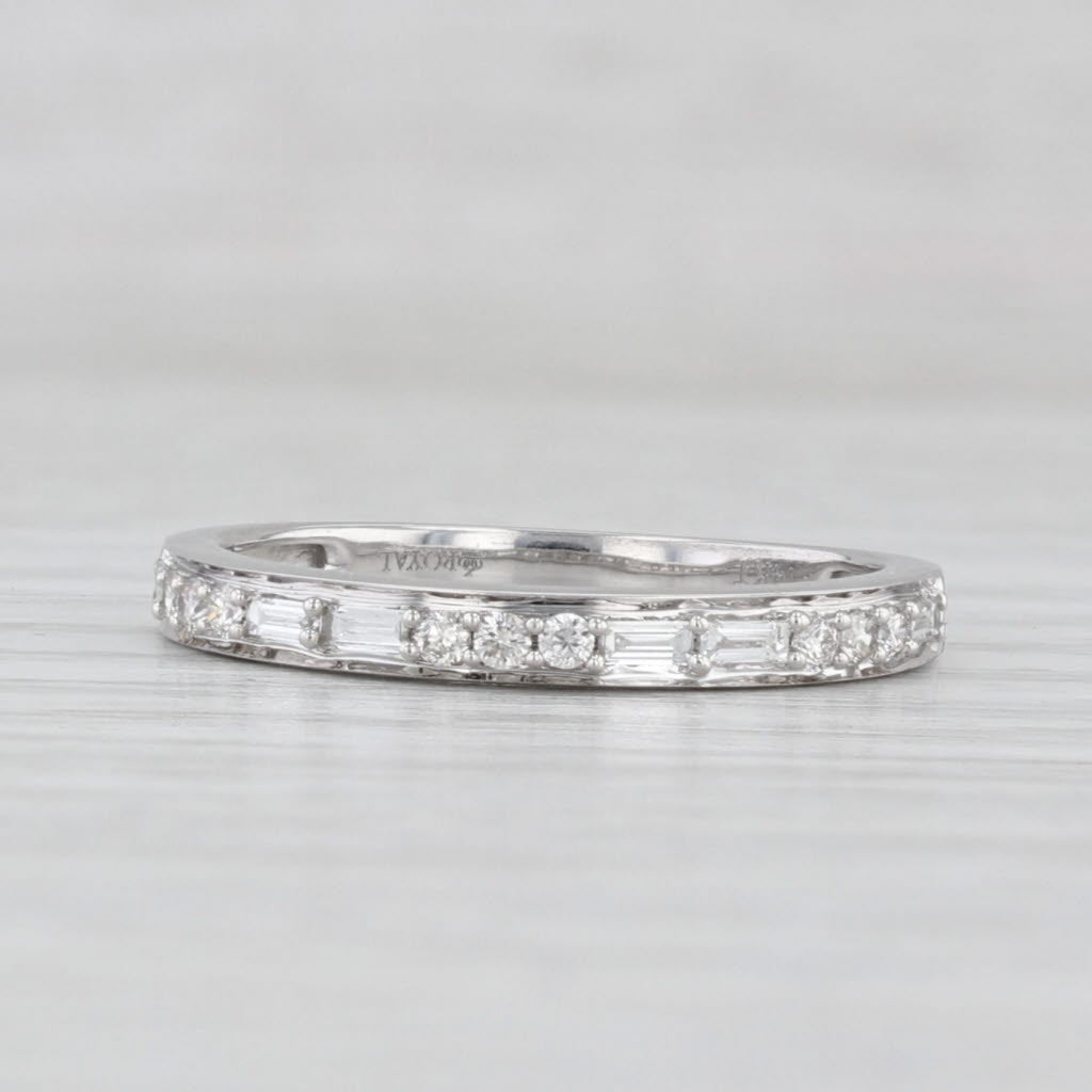 Light Gray 0.37ctw Diamond Wedding Band 14k White Gold Stackable Anniversary Ring Size 7