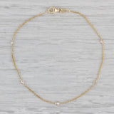 New 0.20ctw Diamond By The Yard Station Bracelet 14k Gold 7.25" Cable Chain