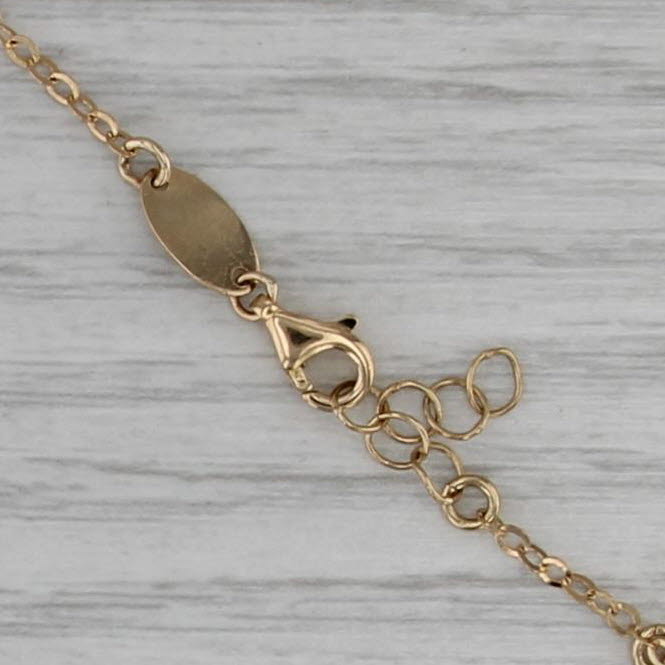 Leaf Station Charm Bracelet 18k Yellow Gold 7.25-8" Cable Chain Mayorea