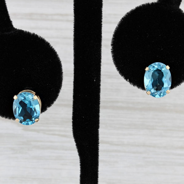 4ctw Oval Blue Topaz Stud Earrings 14k Yellow Gold