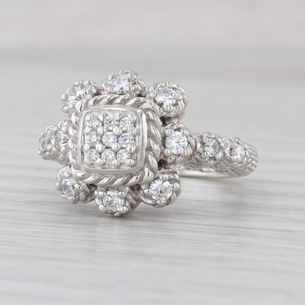 Judith Ripka 0.56ctw Cubic Zirconia Cluster Halo Ring Sterling Silver Size 7