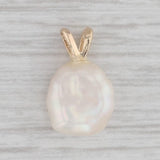 Cultured Baroque Pearl Pendant 14k Yellow Gold Oval Solitaire