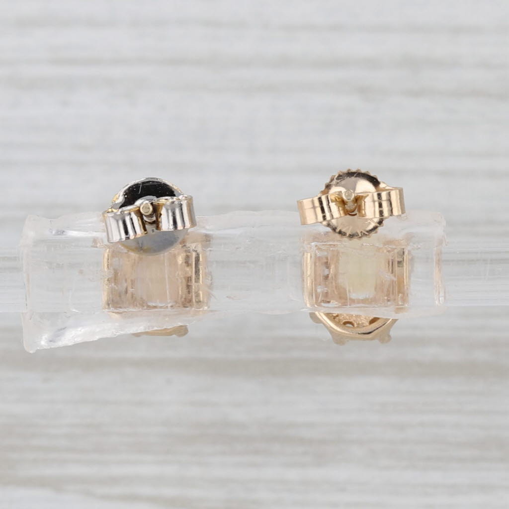 Opal & Diamond Halo Stud Earrings 14k Yellow Gold Studs