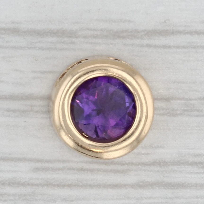0.75ct Amethyst Solitaire Slide Charm Pendant 14k Yellow Gold