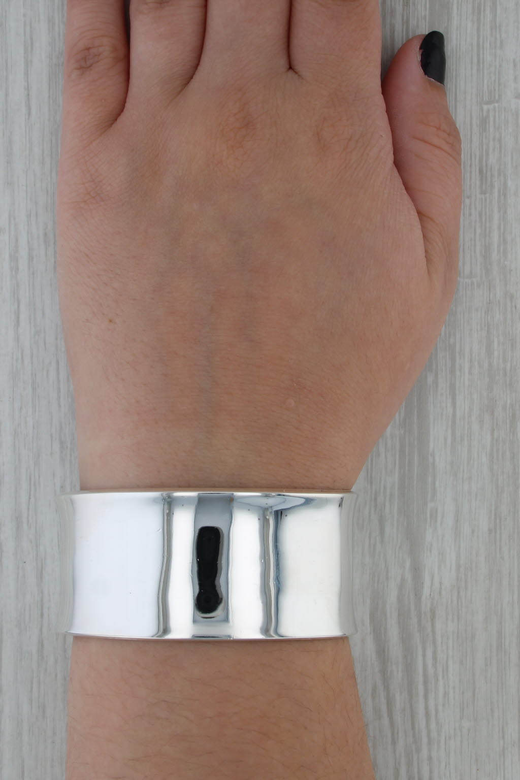 Contoured Cuff Bracelet Sterling Silver Statement Artisan Signed 6.5" 31mm