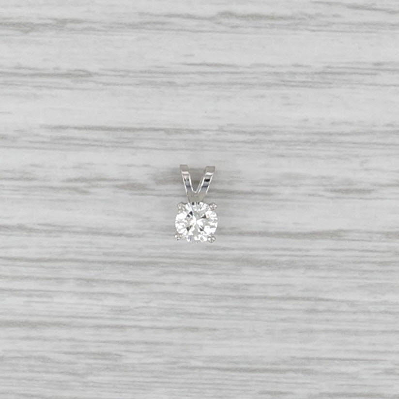 New 0.40ct Diamond Solitaire Pendant 14k White Gold 4 Prong Small Round Drop