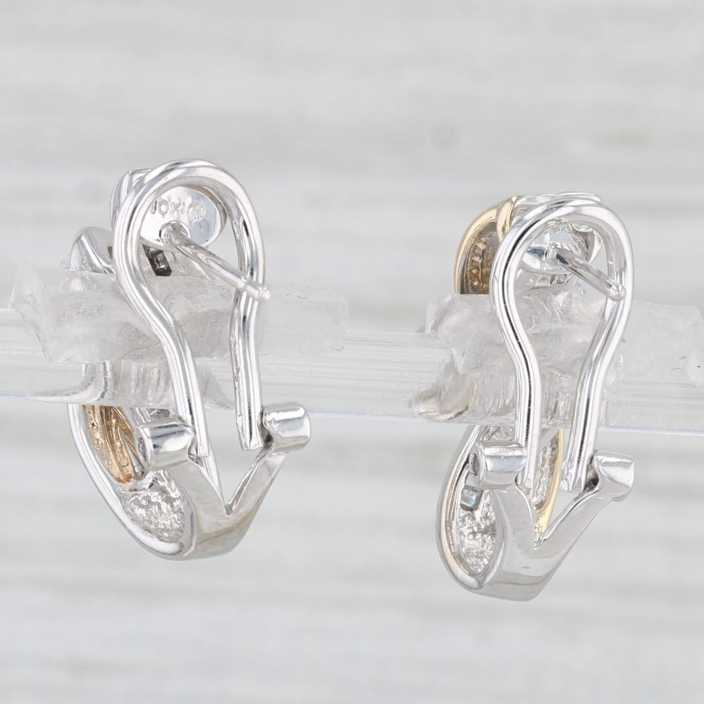 Light Gray 0.23ctw Diamond Drop Earrings 10k Yellow White Gold Omega Backs