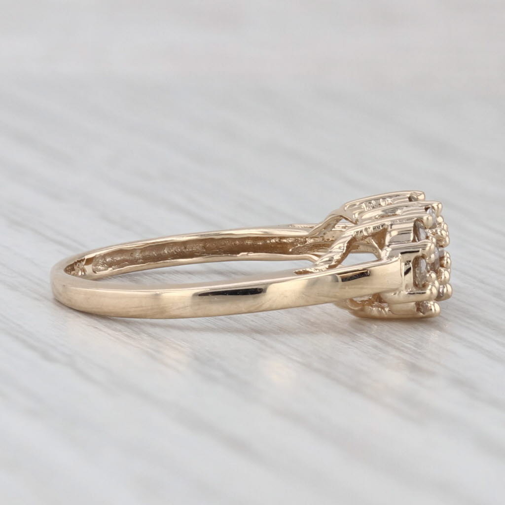 Light Gray 0.39ctw Diamond Flower Clusters Ring 10k Yellow Gold Size 6