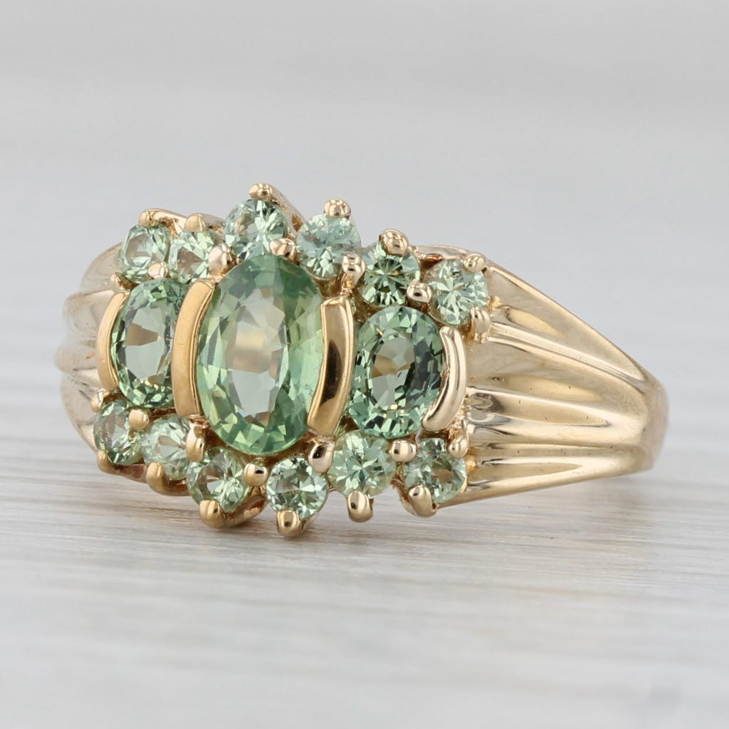 Gray 1.40ctw Green Sapphire Ring 10k Yellow Gold Size 6