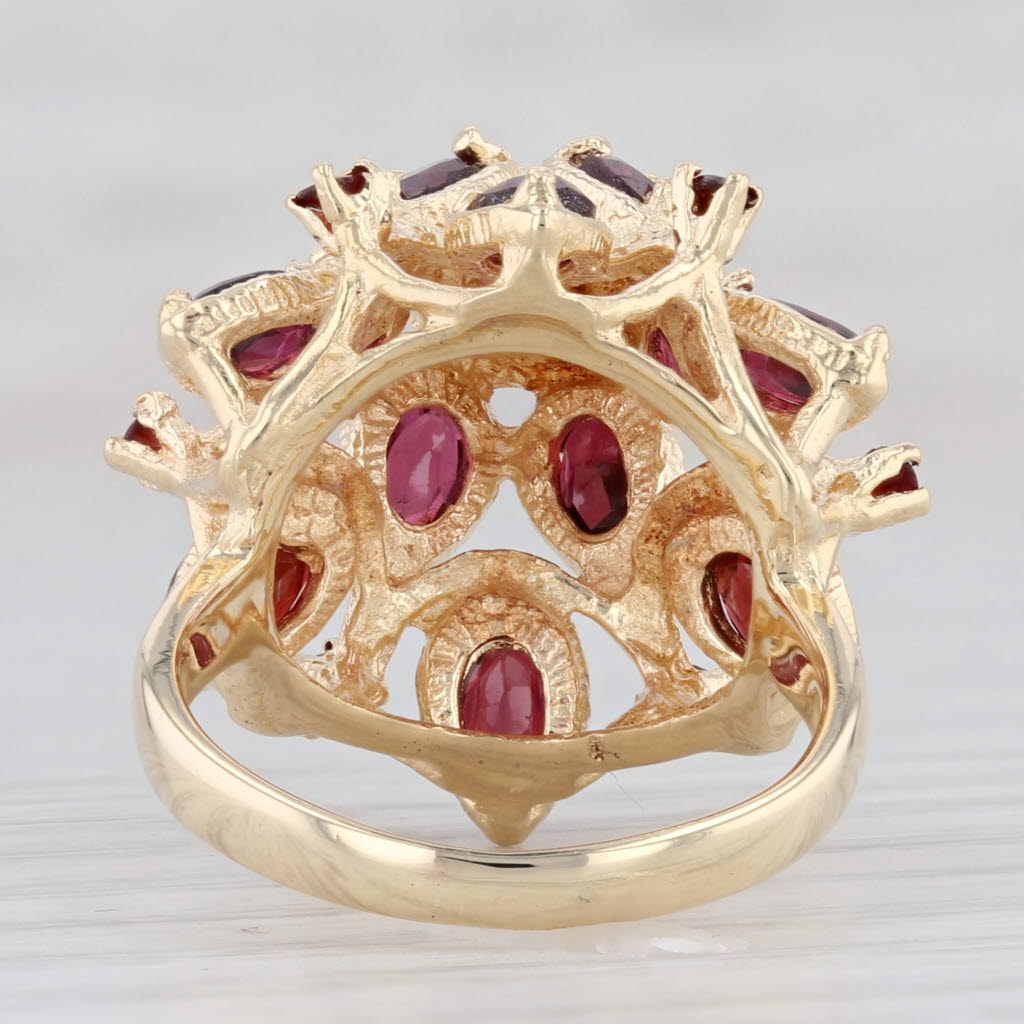 Light Gray 4ctw Garnet Cocktail Ring 14k Yellow Gold Size 4.75 Domed Cluster