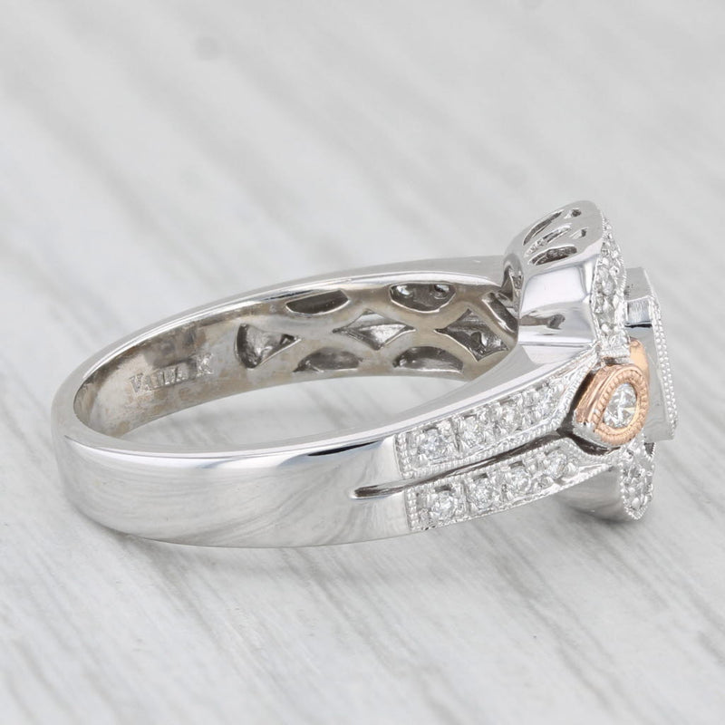 Vanna K 0.44ctw Diamond Halo Engagement Ring 18k White Rose Gold Size 7