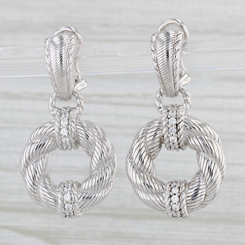 Light Gray Judith Ripka 0.36ctw Cubic Zirconia Dangle Wreath Earrings Sterling Silver