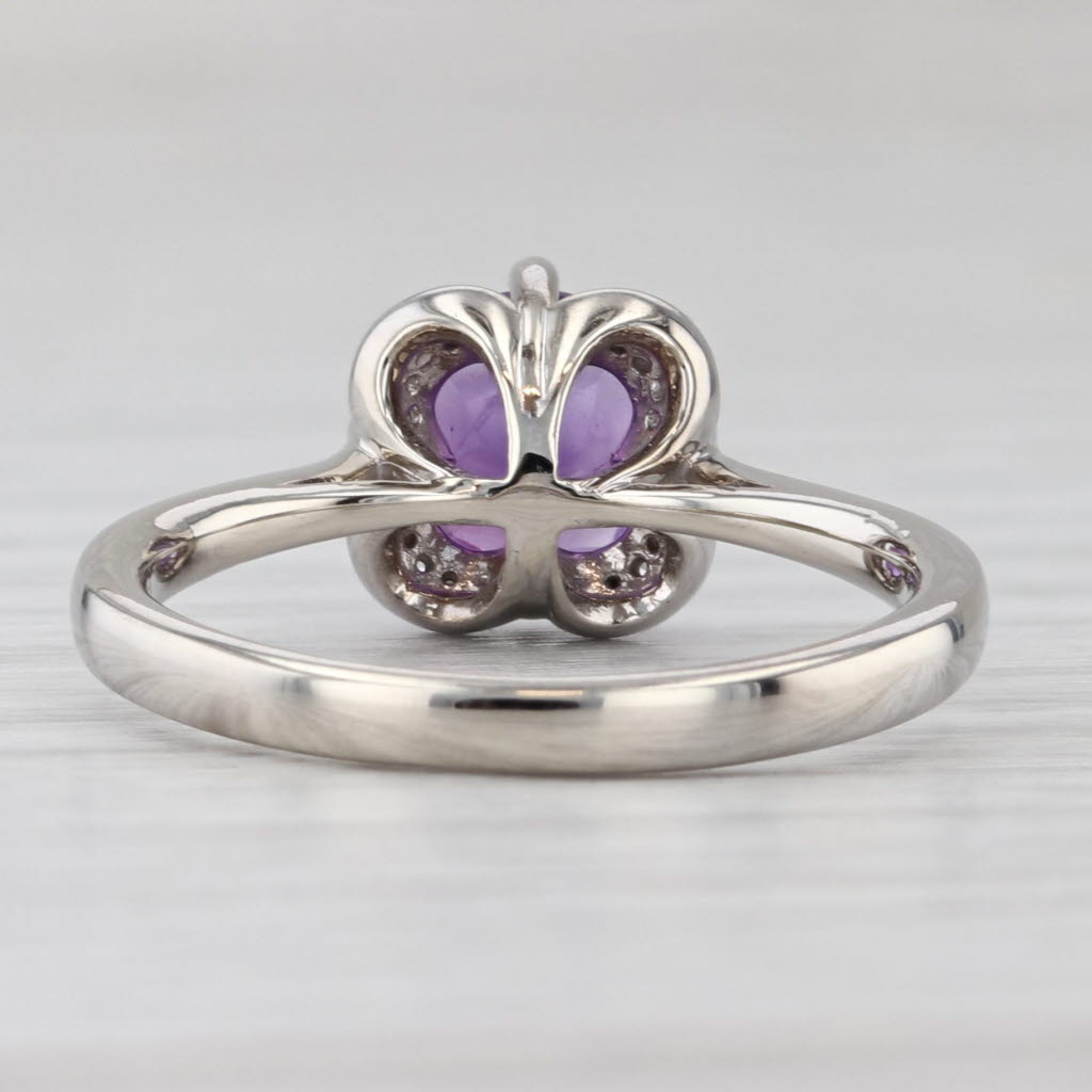 Light Gray 1.19ctw Round Amethyst Diamond Halo Ring 14k White Gold Size 6.5