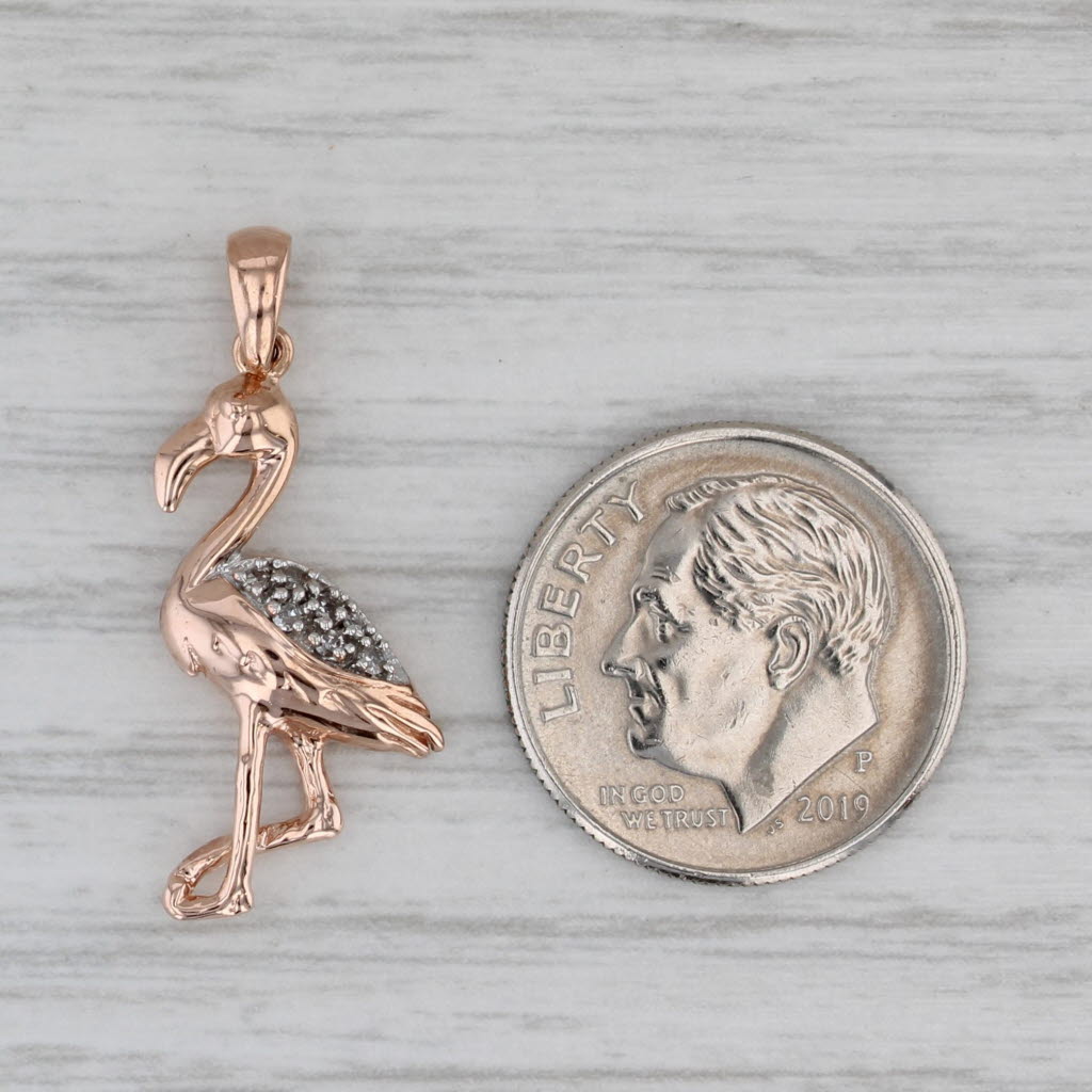 Gray Diamond Accented Flamingo Pendant 10k Rose Gold