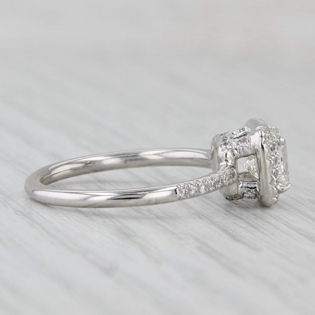 Gray 1.08ctw Diamond Halo Engagement Ring 14k White Gold Size 7 GIA
