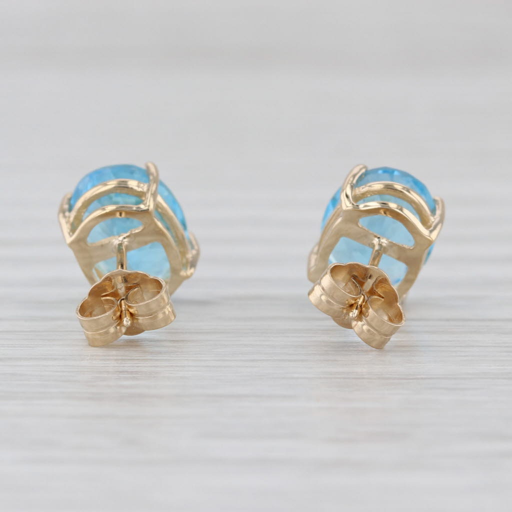 4.60ctw Oval Blue Topaz Stud Earrings 14k Yellow Gold Solitaire Studs