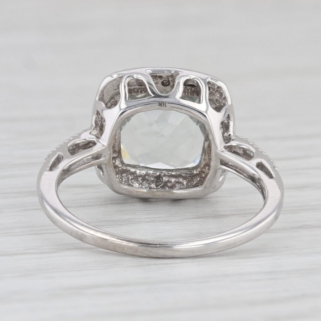 Light Gray 2ct Green Amethyst Prasiolite Diamond Ring 10k White Gold Size 5.25