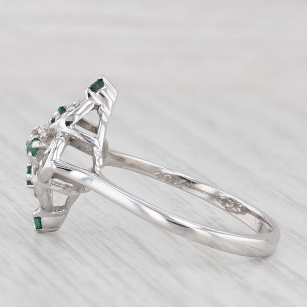 Light Gray 0.16ctw Emerald Diamond Ring 10k White Gold Size 8.25 Vintage