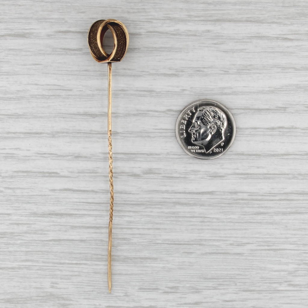 Victorian Linked Circles Stickpin 12k -17k Yellow Gold Antique Pin
