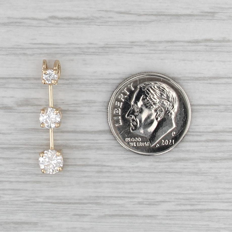 0.91ctw Diamond Graduated 3-Stone Journey Pendant 14k Yellow Gold Floating Drop