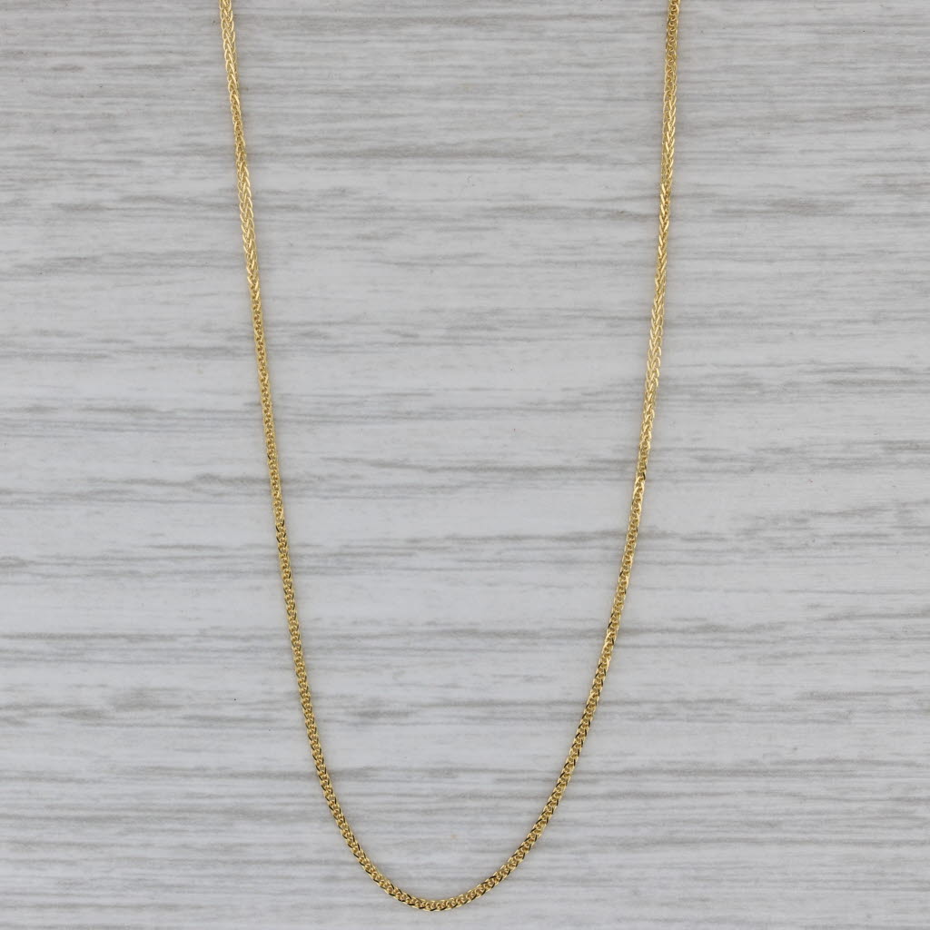 Gray New Wheat Chain Necklace 14k Yellow Gold 18" 0.6mm