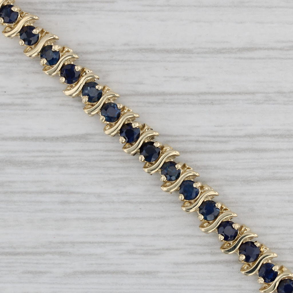 Gray 4ctw Blue Sapphire Tennis Bracelet 14k Yellow Gold 7" 5mm