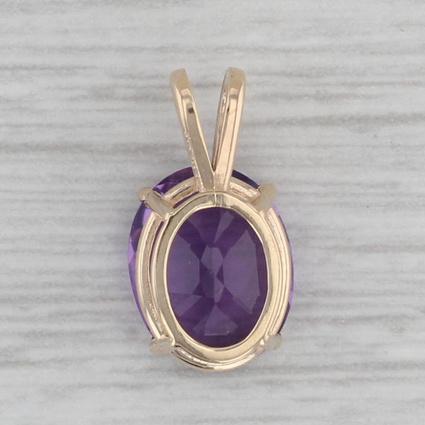 2.45ct Amethyst Oval Solitaire Pendant 14k Yellow Gold