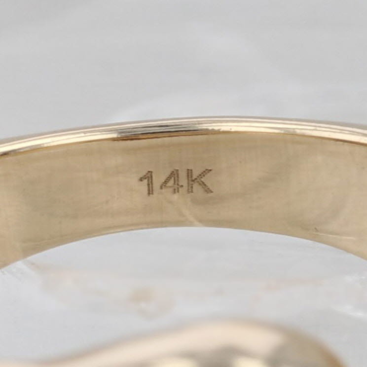 Floral Belt Buckle Ring 14k Yellow Gold Multicolor Resin Size 8 Band