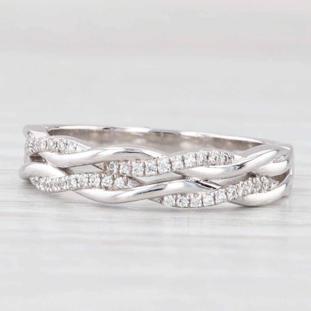 Light Gray New 0.10ctw Diamond Ring 14k White Gold Wedding Band Stackable Anniversary 6.25