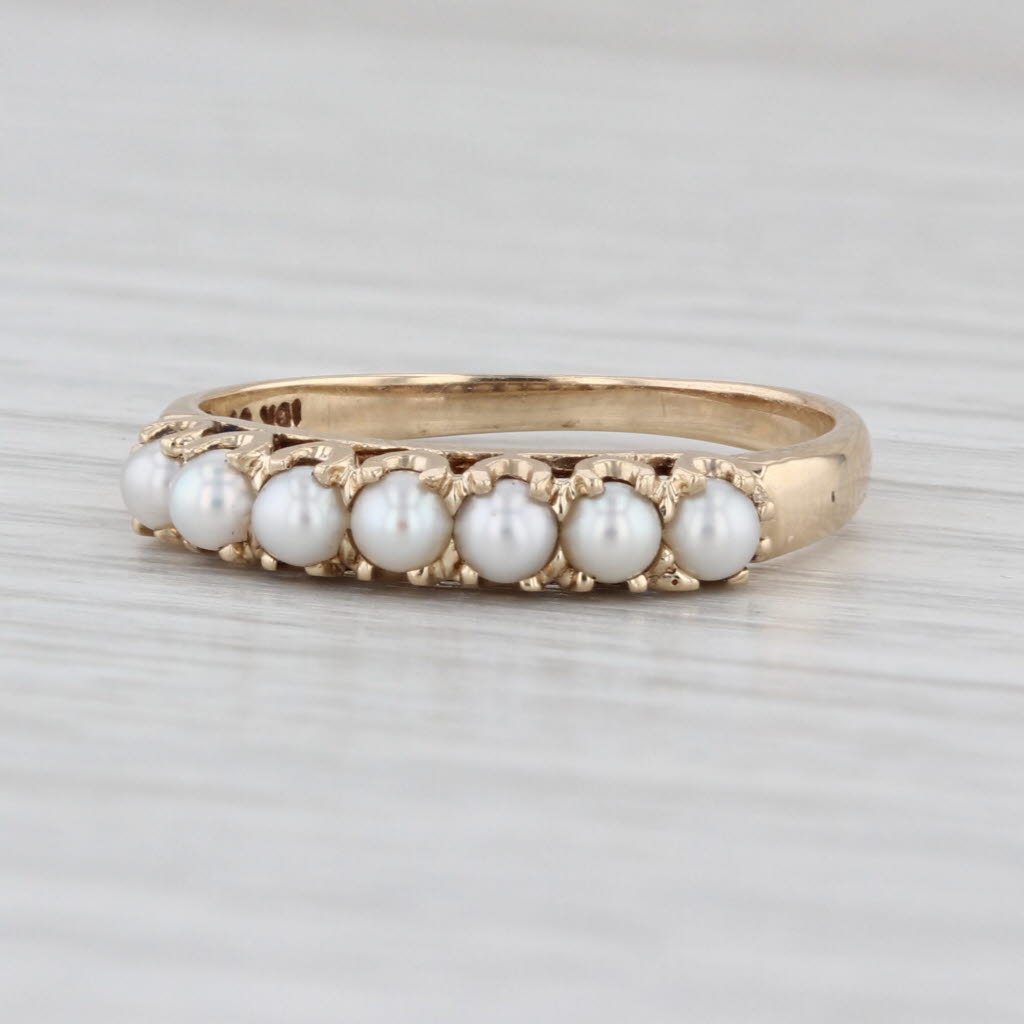 Vintage Cultured Pearl Ring 10k Gold Size 8.75 Stackable Bridal Anniversary