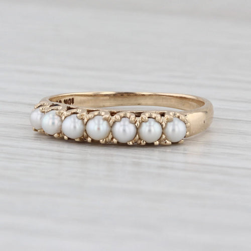 Vintage Cultured Pearl Ring 10k Gold Size 8.75 Stackable Bridal Anniversary