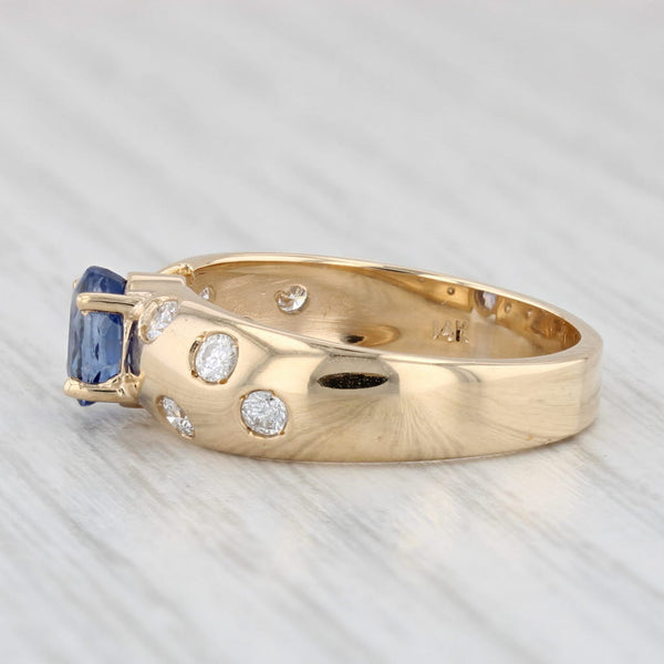 1.43ctw Oval Blue Sapphire Diamond Ring 14k Yellow Gold Size 7
