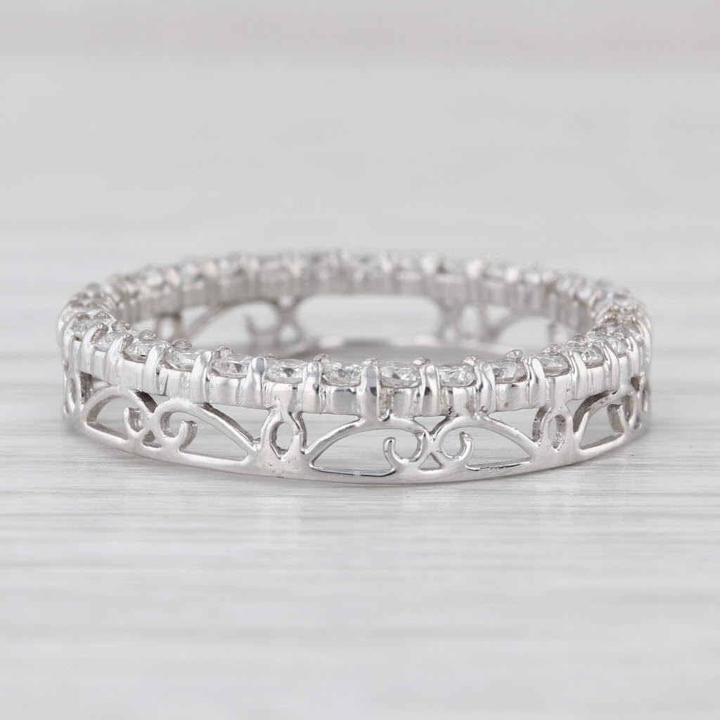 0.95ctw Diamond Eternity Circle Pendant 14k White Gold Floating Drop