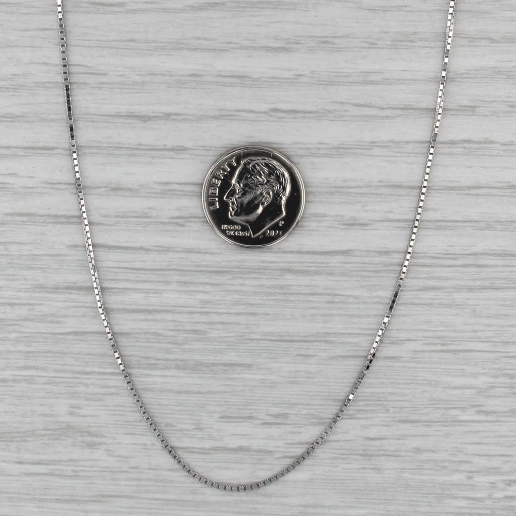 Box Chain Necklace 10k White Gold 16" 0.8mm