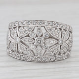 0.75ctw Diamond Flowers Ring 14k White Gold Size 8.25 Floral