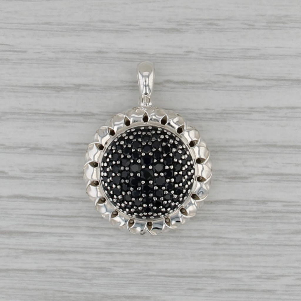 Slane & Slane 2.70ctw Pave Sapphire Basketweave Enhancer Pendant Sterling Silver