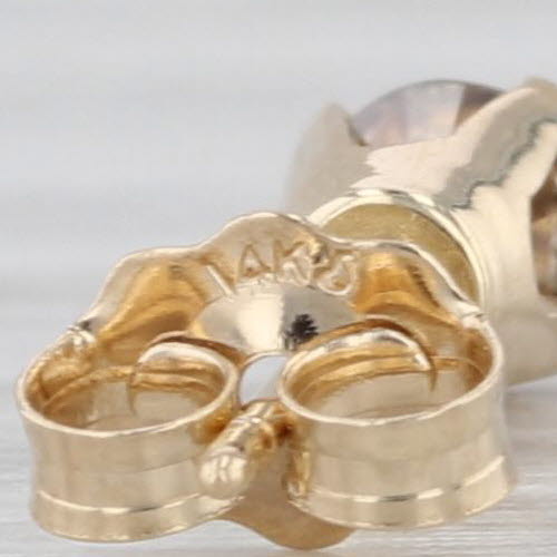 0.38ctw Brown Champagne Diamond Stud Earrings 14k Yellow Gold Studs