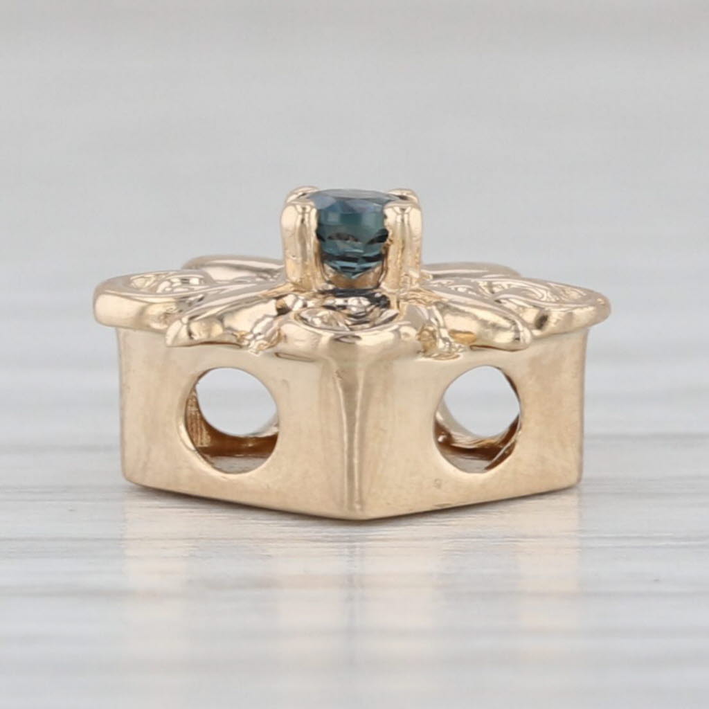 Old Victoria 0.15ct Sapphire Slide Bracelet Charm 14k Yellow Gold Vintage