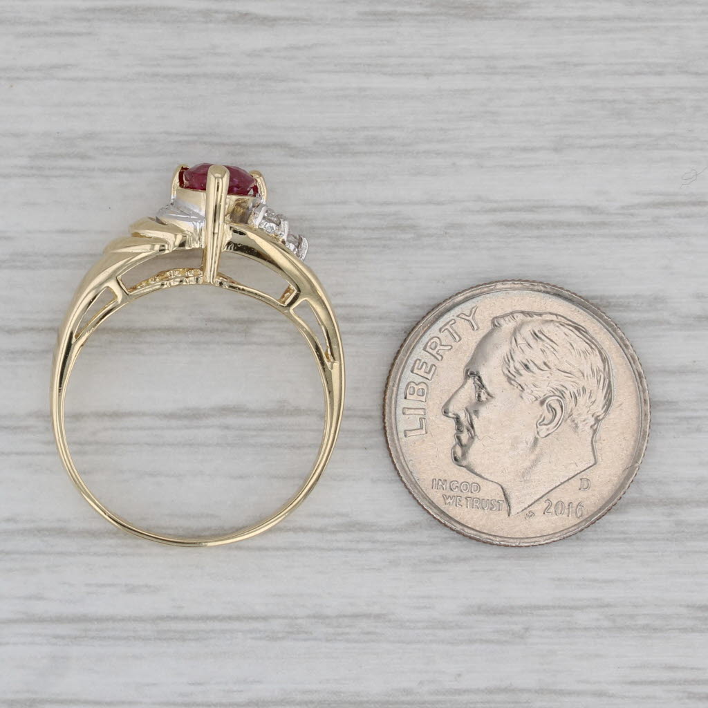 Gray 0.96ctw Pear Ruby Diamond Ring 14k Yellow Gold Size 6.75