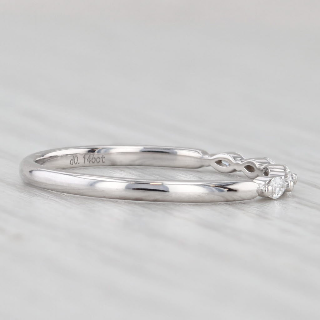 Light Gray New 0.15ctw Diamond Wedding Band 14k White Gold Stackable Anniversary Ring 6.5