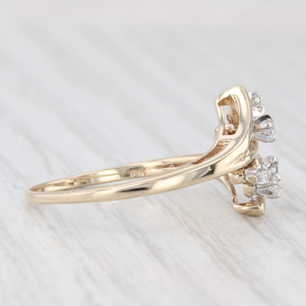 Light Gray Diamond Spray Bypass Ring 14k Yellow Gold Size 8